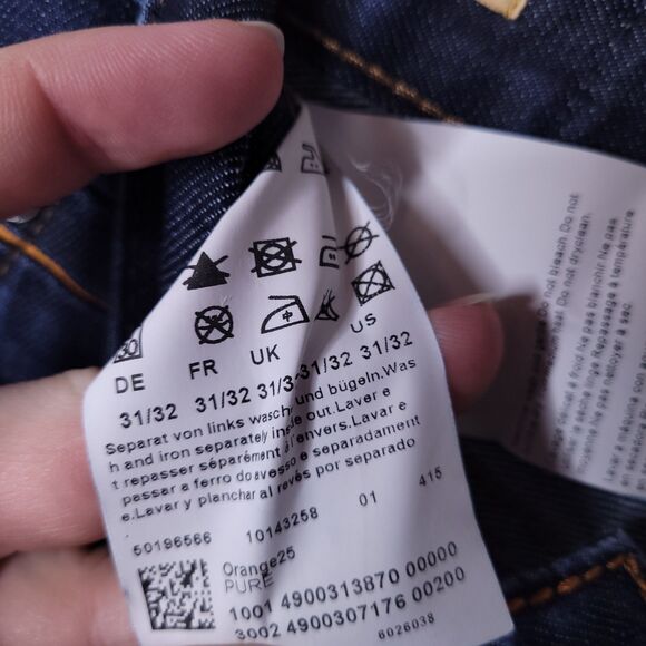 Hugo Boss Jeans Mens 31/32 Dark Wash Orange Regular Fit Button Fly - Picture 10 of 16